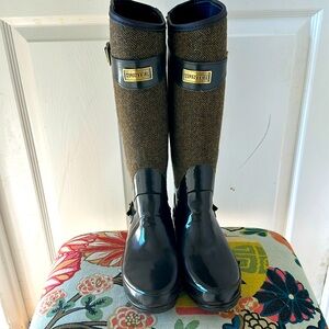 Hunter Regent Apsley Wellington Boots Herringbone Tweed - Size 8